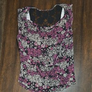 Elle Black and Pink Floral Blouse